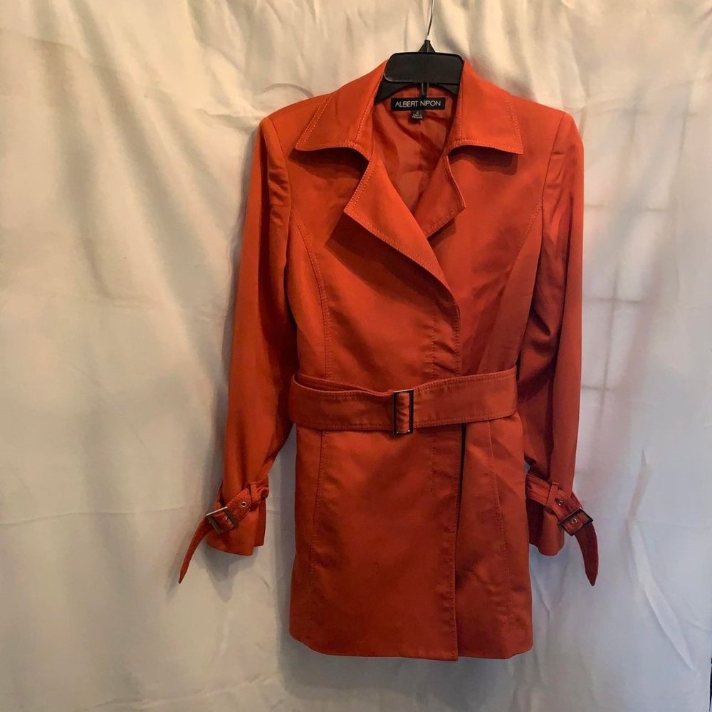 Euc Albert Nipon Terracotta Color Short Belted Tr… - image 1